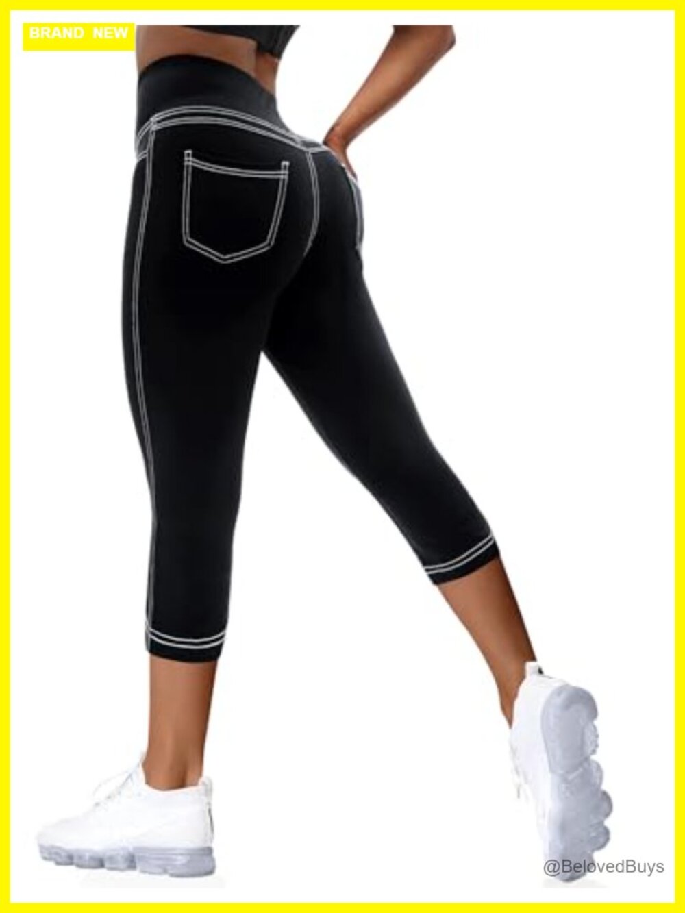 VOOVEEYA Women's High Waisted Yoga Leggings Capri with Pockets